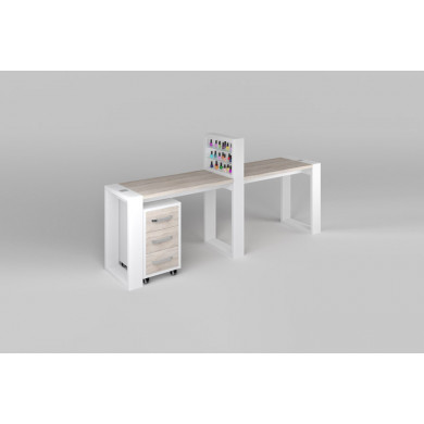 Двухместный маникюрный стол "Matrix" с подставкой для лаков и тумбой