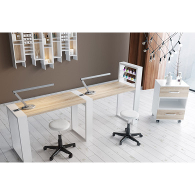 Двухместный маникюрный стол "Matrix" с подставкой для лаков