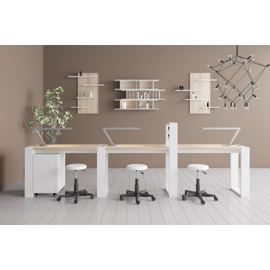 Трёхместный маникюрный стол "Matrix" с подставкой для лаков и тумбой